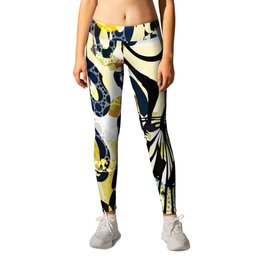abstract Design in Gray Yellow Black Leggings | Street Art, Tiger, Grayyellow, Painting, Watercolor, Ink, Pattern, Digital, Abstract, Animal 