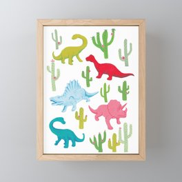 Dinosaurs and Cacti Framed Mini Art Print