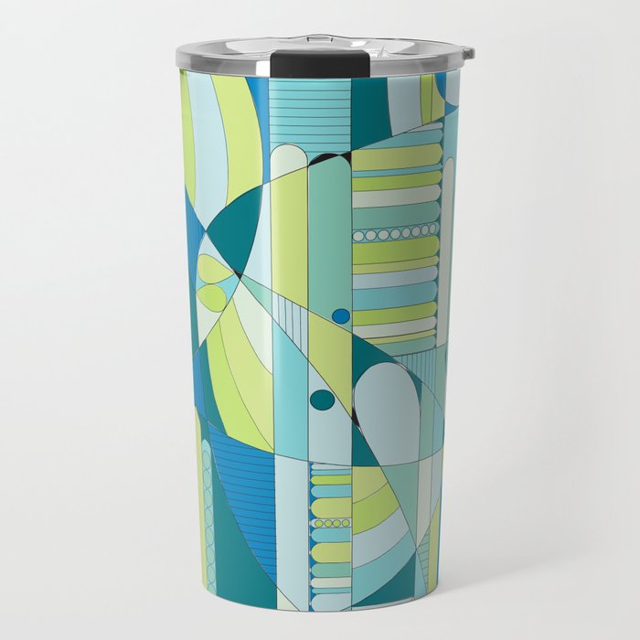 BLUE AND GREEN GEO Travel Mug