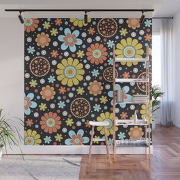 Flower Power - Bohemian Retro Vintage 60's 70's Floral Wall Mural