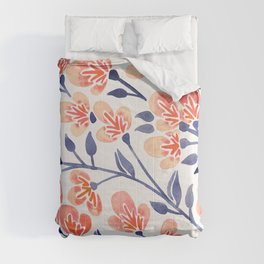 Cherry Blossoms – Peach & Navy Palette Comforter