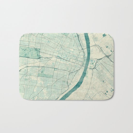 St. Louis Map Blue Vintage Bath Mat