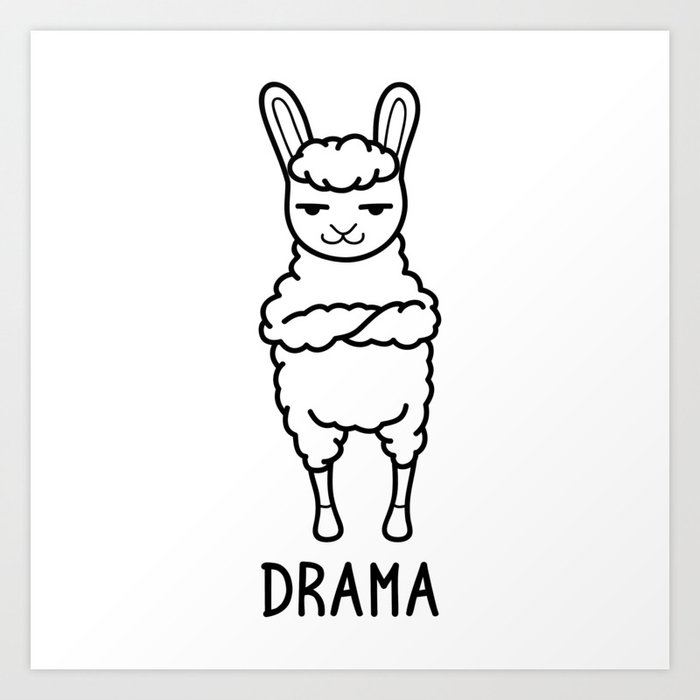 Drama Shirt Funny Llama Alpaca Pun Wordplays Gift Art Print by Born Design  | Society6