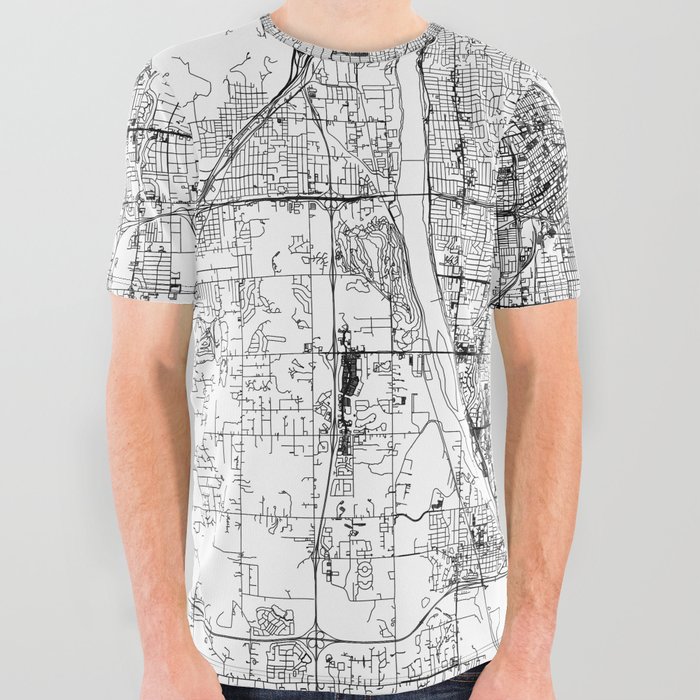 Tulsa White Map All Over Graphic Tee