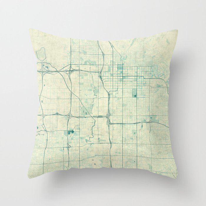 Salt Lake City Map Blue Vintage Throw Pillow