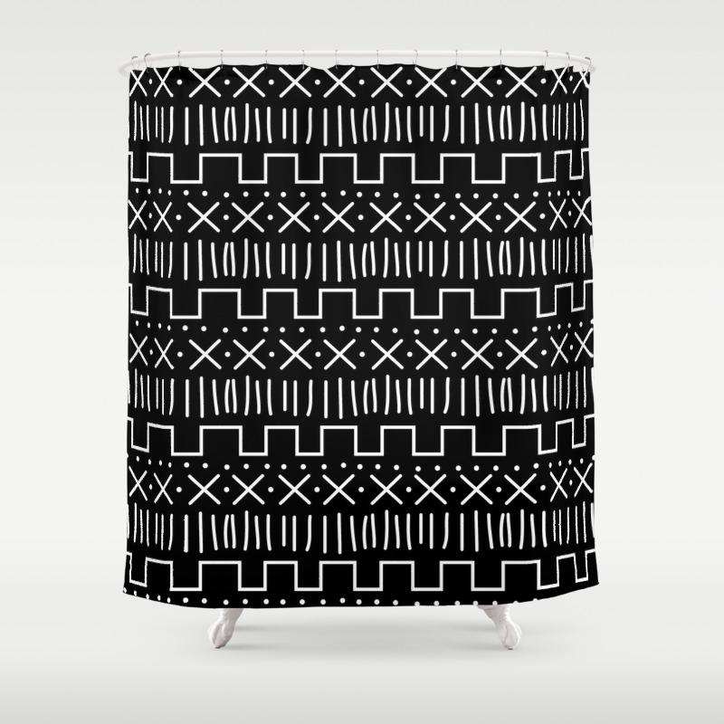 Black Mud Cloth Shower Curtain By Emmamazur Society6