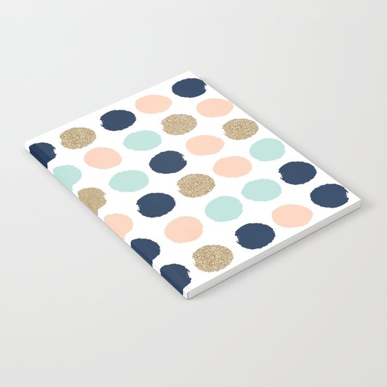 Wren - Pastel Brush Stroke Minimal Dots with glitter Notebook