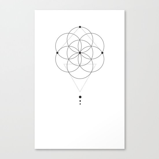 Seed Of Life Geometry White Canvas Print