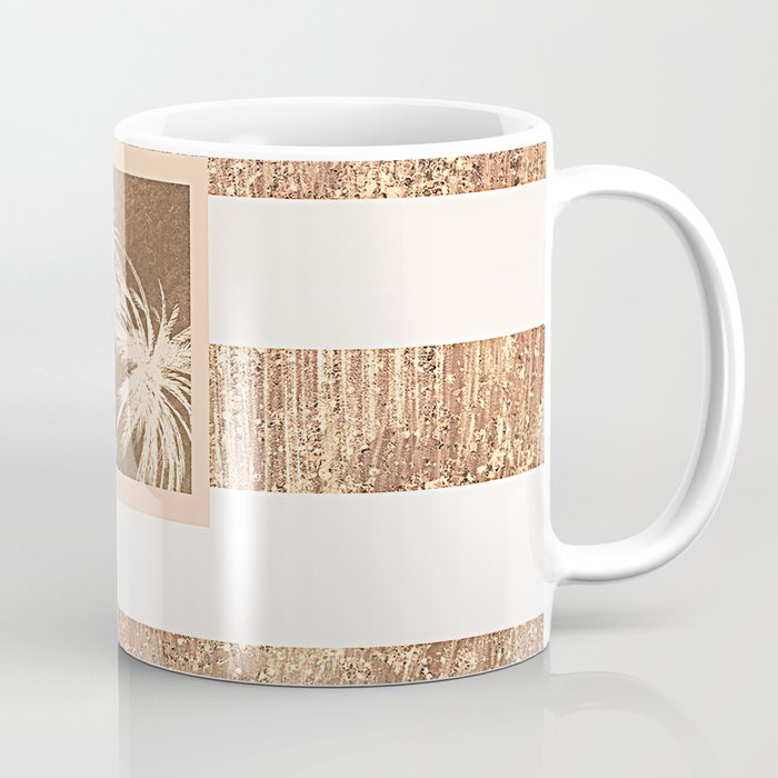 Copper & Cream Stripes & White Palm Trees Coffee Mug