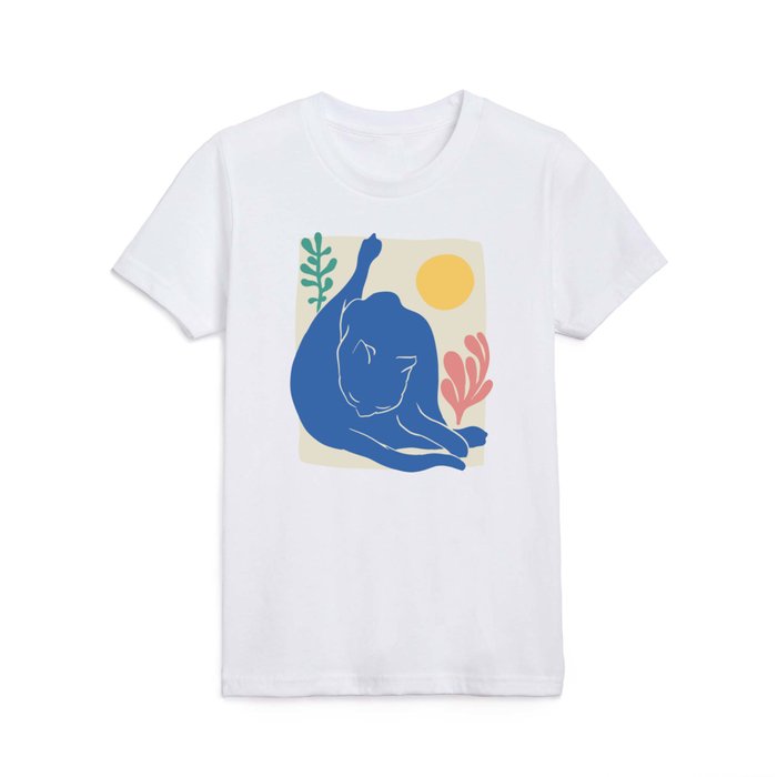 Cat Licking Butt Grooming Butt in Yoga pose cat licking the third eye Chakra Ajna Brow Cleaning Kids T Shirt