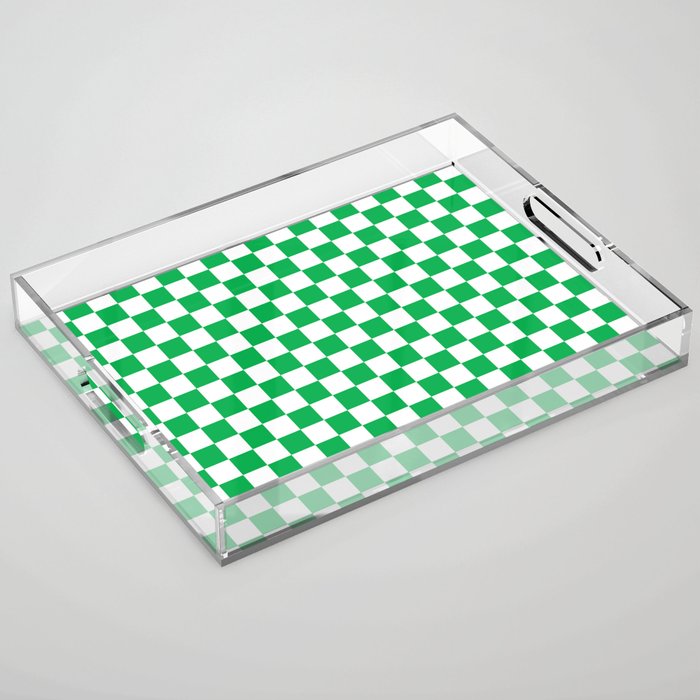 Green Checkerboard Pattern Acrylic Tray