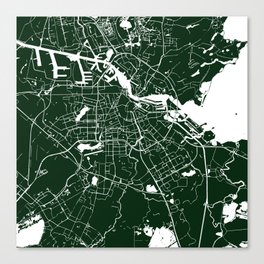 Amsterdam Green on White Street Map Canvas Print