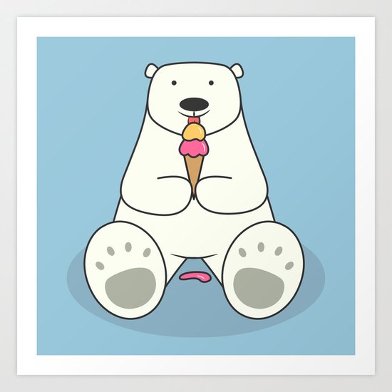 Ice Cream Lover Bear Art Print