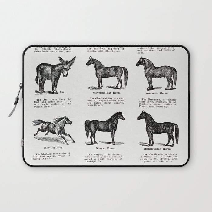 Horse breeds vintage poster Laptop Sleeve