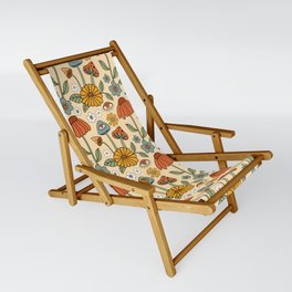 70s Psychedelic Mushrooms & Florals Sling Chair