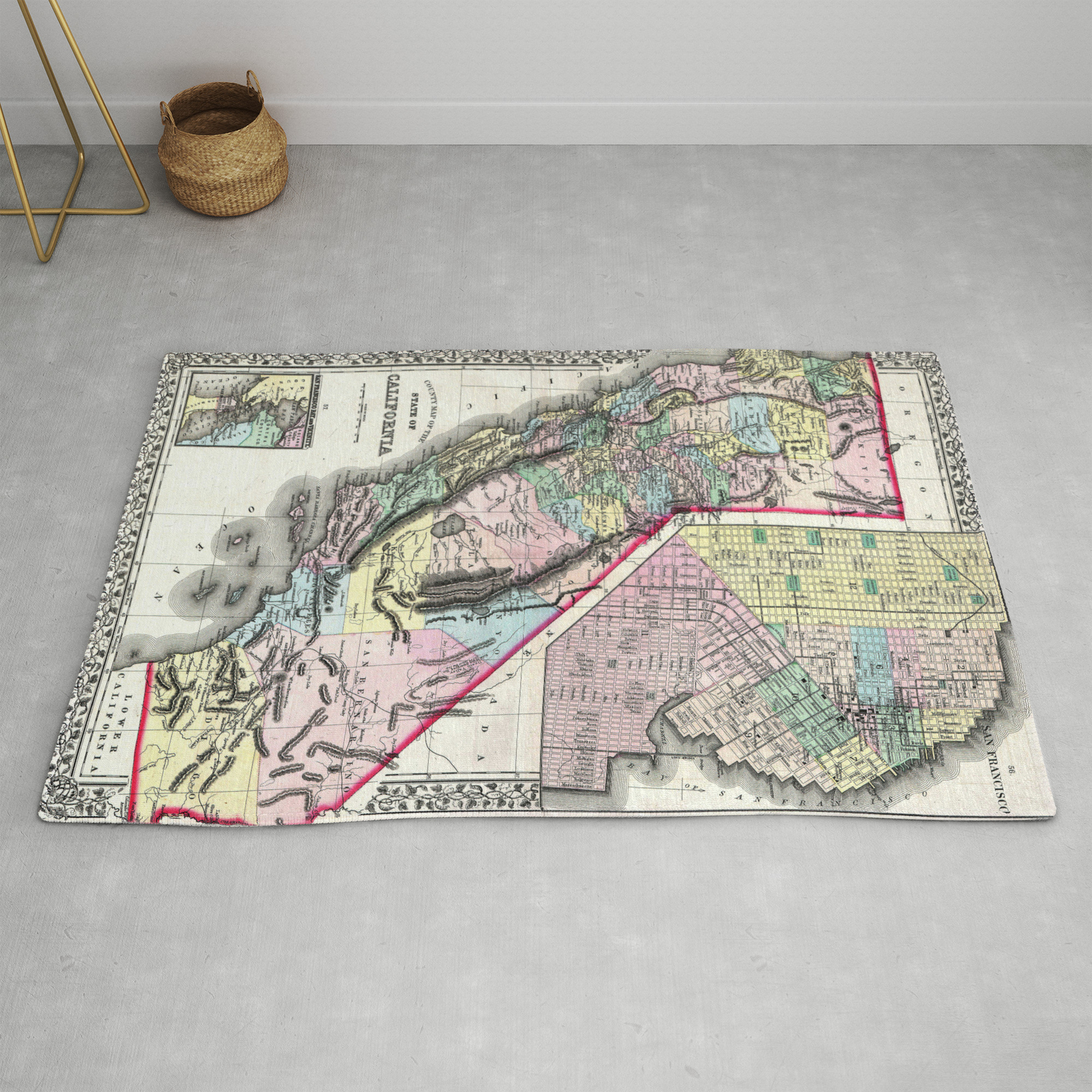 1872 Map Of California And San Francisco Rug By Kingmountain Society6