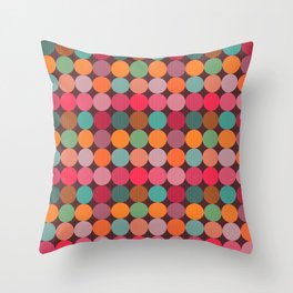 Colorful Candy Circles Polka Dot Pattern Throw Pillow