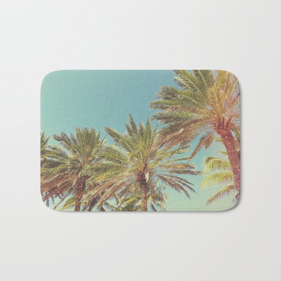 Retro Summer Palm Trees Bath Mat