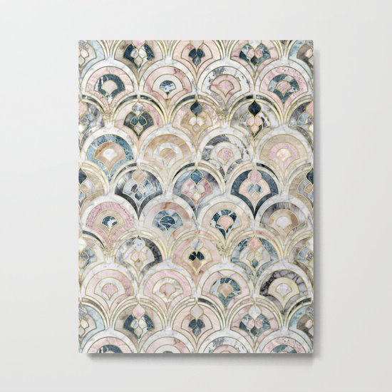 Art Deco Marble Tiles in Soft Pastels Metal Print