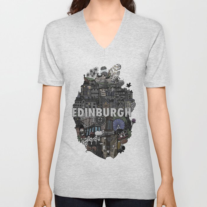 Heart of Edinburgh V Neck T Shirt