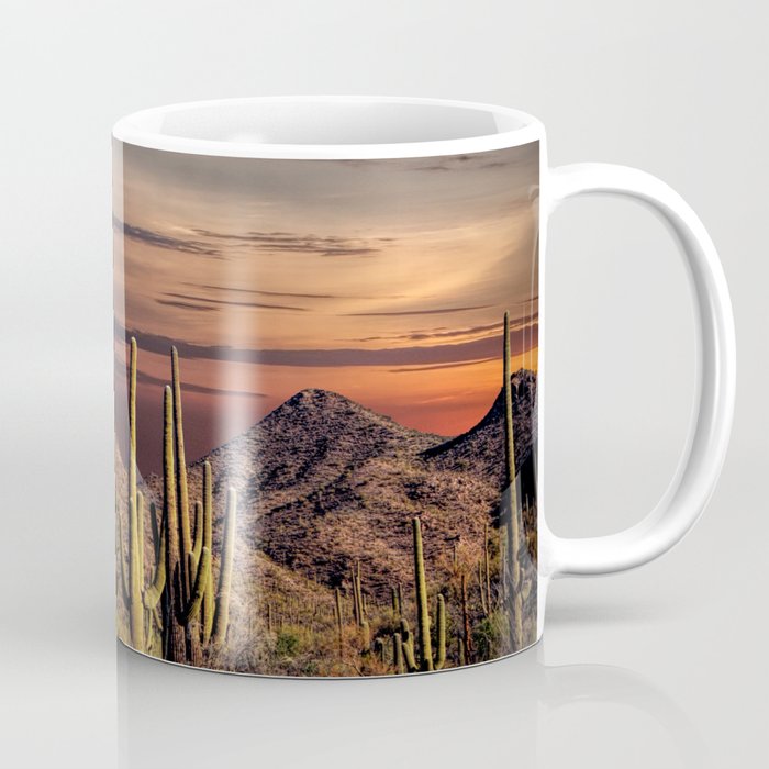 Painted Sky over Saguaro Cactuses in Saguaro National Park Coffee Mug
