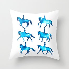 Turquoise Dressage Horse Silhouettes Throw Pillow
