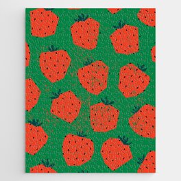 Strawberry Cutouts - Retro Fruit Collage Jigsaw Puzzle