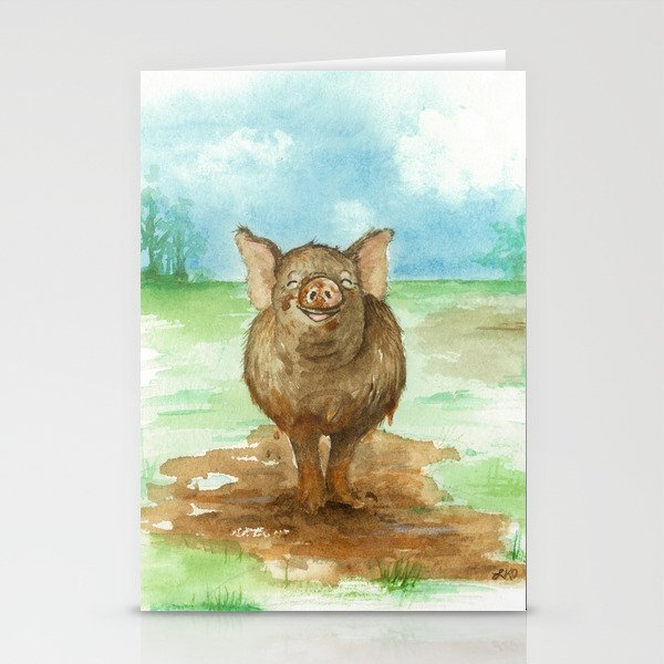 Pig In Mud Stationery Cards