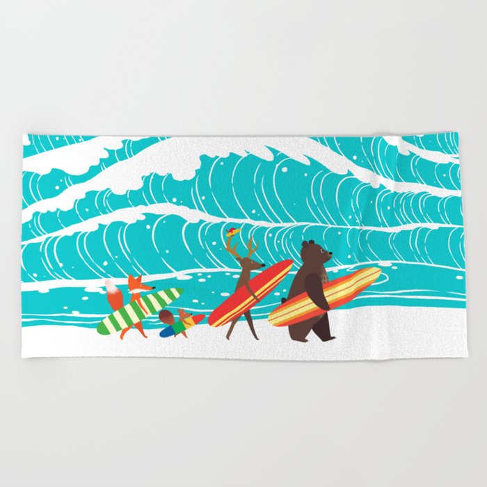 Summer Holiday Surfing Beach Towel
