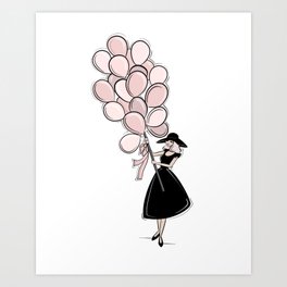 Vintage Inspired Pink Balloons Art Print