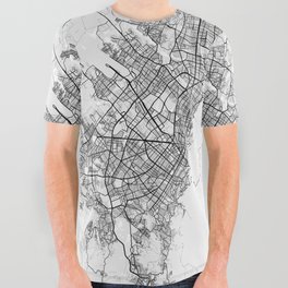 Bogota City Map of Colombia - Light All Over Graphic Tee