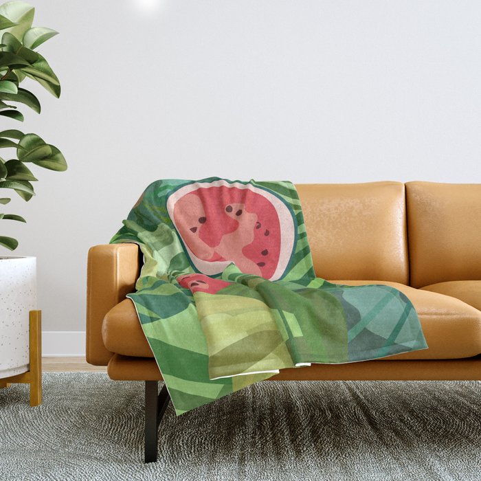 Watermelon - Colorful Summer Vibe Fruity Art Design II Throw Blanket