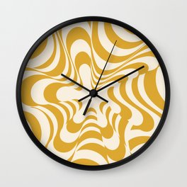Abstract Groovy Retro Liquid Swirl Yellow Mustard Pattern Wall Clock