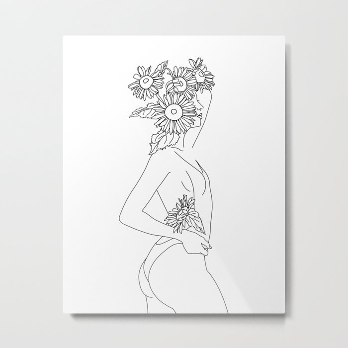 Sunflower Woman Metal Print