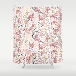 Minimal Blooming Flowers - Blush Pink, Yellow, Blue Shower Curtain