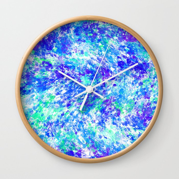 Blue Abstract Paint Texture Pattern Wall Clock