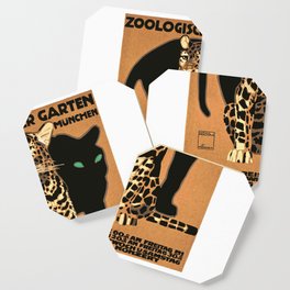 1912 GERMANY Munich Zoo Leopard And Panther Poster Coaster