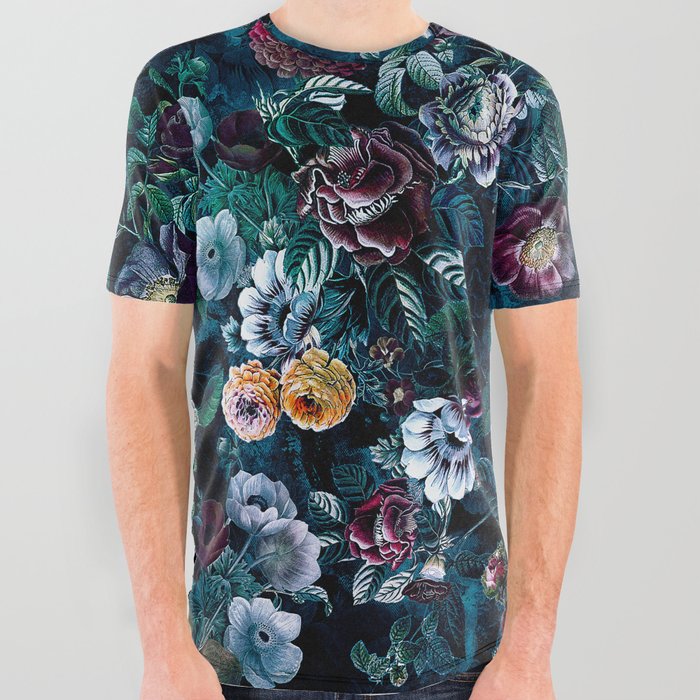 Night Flowers All Over Graphic Tee
