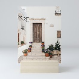 wooden door in Locorotondo | Stairway | Italy | Travel photography pastel Art Print Mini Art Print