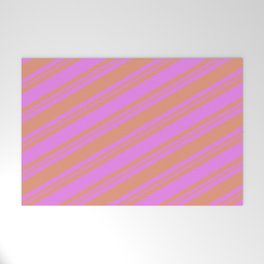 [ Thumbnail: Violet and Dark Salmon Colored Striped/Lined Pattern Welcome Mat ]
