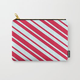 [ Thumbnail: Light Cyan and Crimson Colored Lines Pattern Carry-All Pouch ]