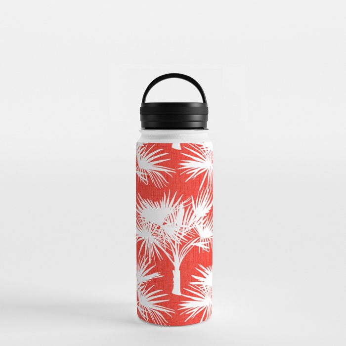 70’s Palm Springs Trees White on Red Water Bottle