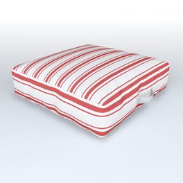 Mattress Ticking Wide Horizontal Striped Pattern in Red and White Outdoor Floor Cushion