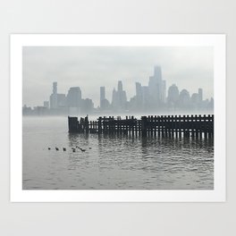 Foggy Manhattan Skyline Art Print
