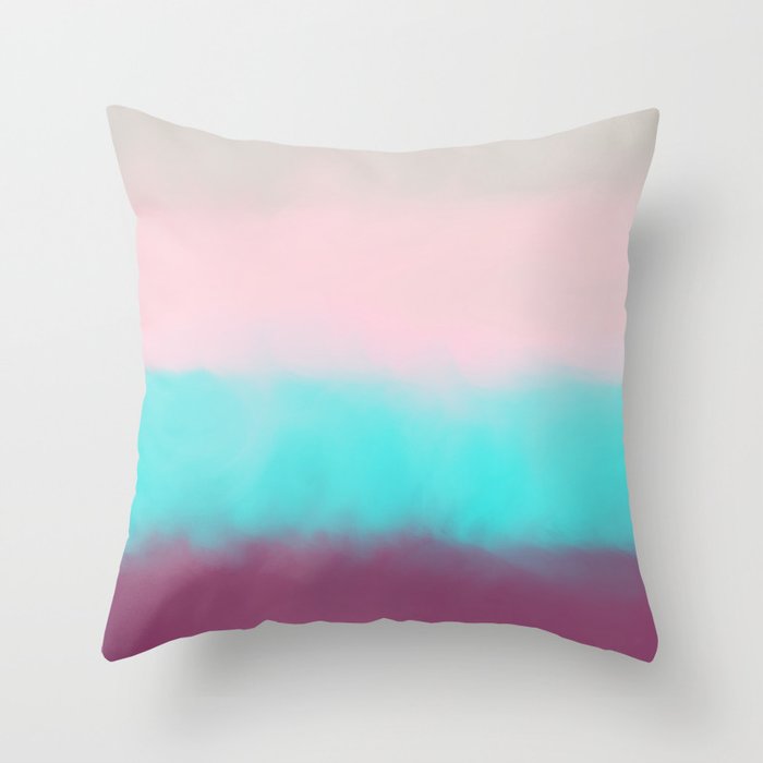 Artistic Burgundy Teal Pink Watercolor Colorblock Throw Pillow By