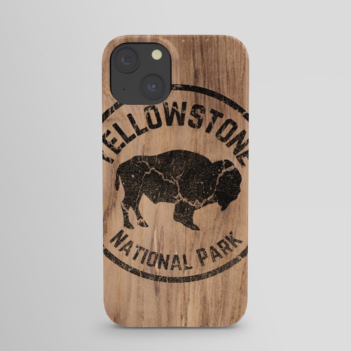 Yellowstone National Park Bison Buffalo Vintage Wood Sign Rustic iPhone Case