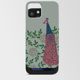 Peacock and Flower - Pink and Sage iPhone Card Case