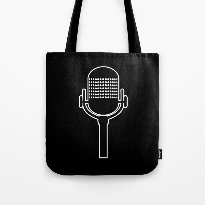 Retro Microphone In White Line Drawing Tote Bag