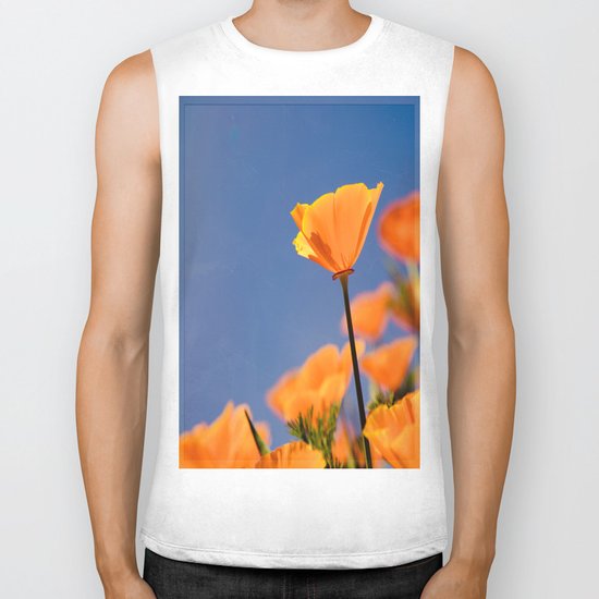 Poppies on Blue Biker Tank