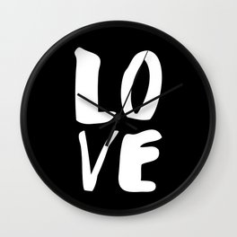 LOVE Wall Art Home Decor in Black-and-White Ink Modern Typography Poster Graphic-Design Minimalism Wall Clock
